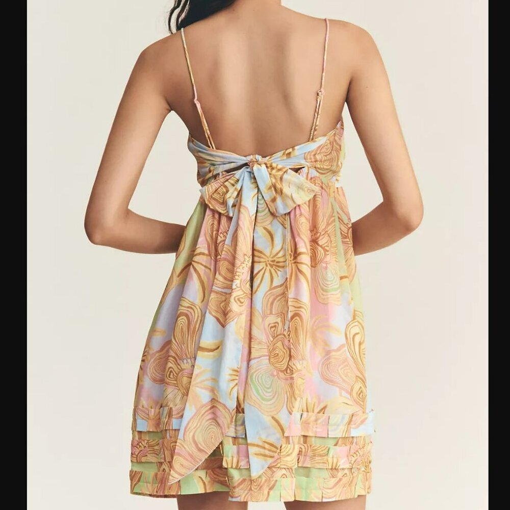 Farm Rio Anthropologie Sleeveless Floral Mini Dress L NWT - Picture 2 of 9